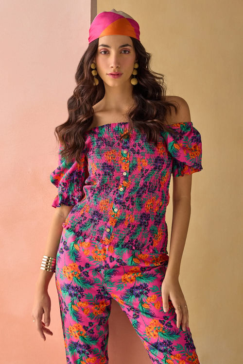 Floral Finesse Smocked Top