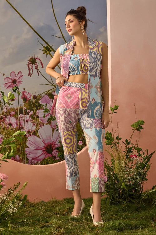 Block Pattern Vest Co-ord Set