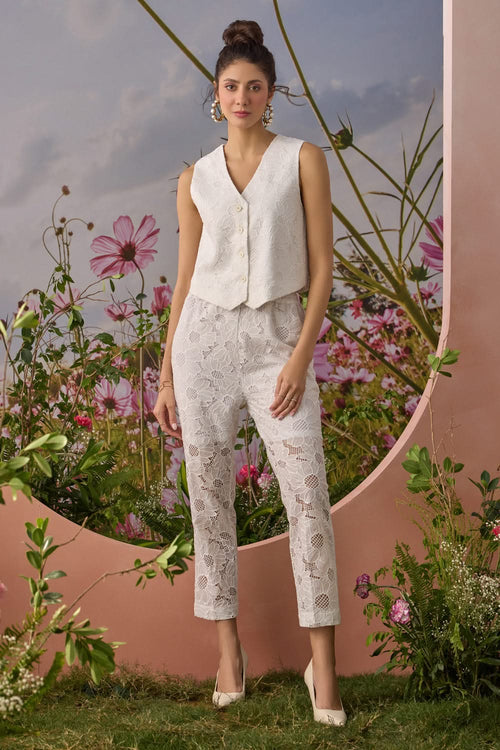 Ice White Vest Co-ord Set