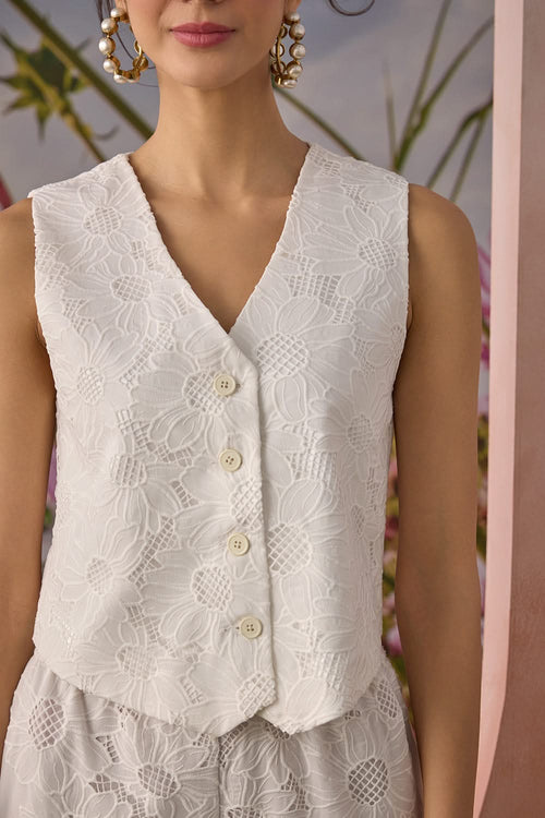 Ice White Vest Top
