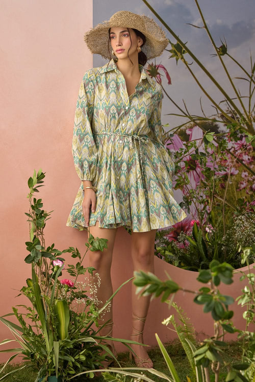 Godet Flare Pistachio Dress