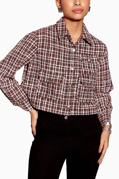 Red Wine Bomber Tweed Jacket