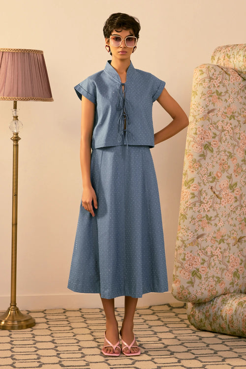 Sky Blue Swing Skirt Set