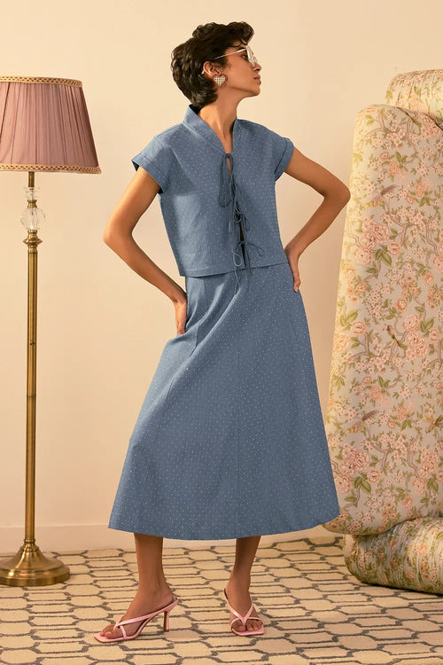 Sky Blue Swing Skirt Set