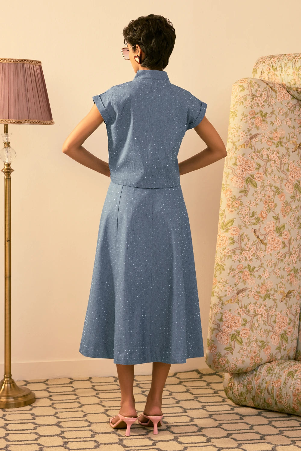 Sky Blue Swing Skirt Set