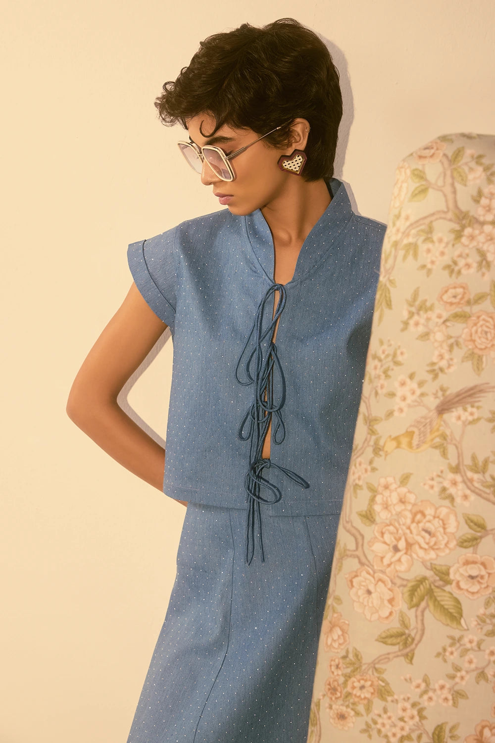 Sky Blue Swing Skirt Set