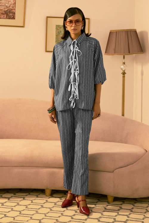 Shadow Stripe Tie up Co-ord Set