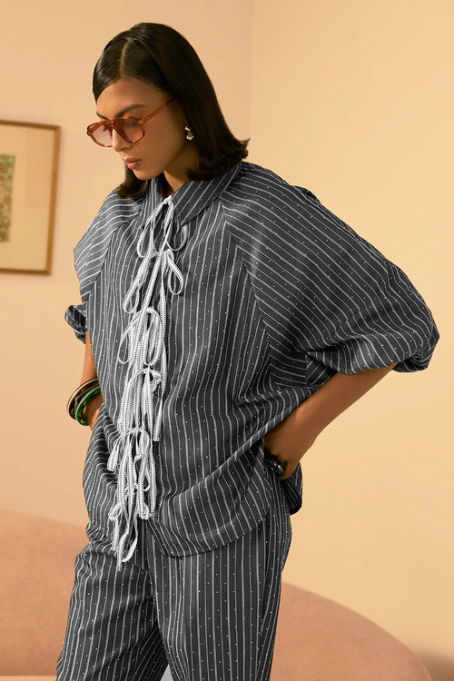 Shadow Stripe Tie up Co-ord Set