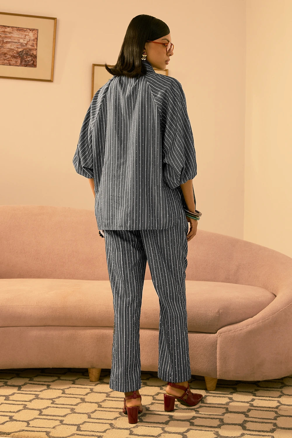 Shadow Stripe Tie up Co-ord Set