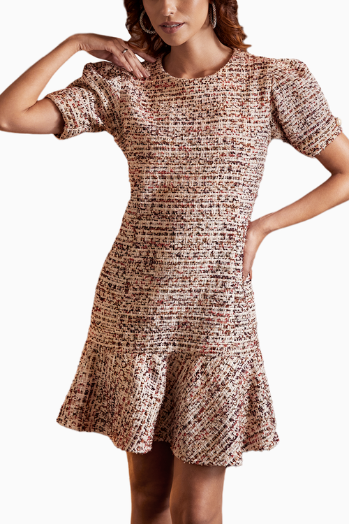 Mocha Majesty Tweed Dress