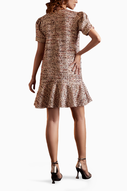 Mocha Majesty Tweed Dress