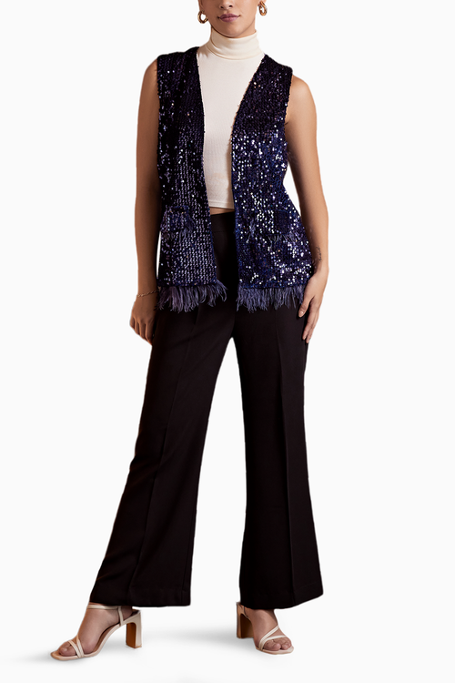 Blue Sparkle Sleeveless Jacket