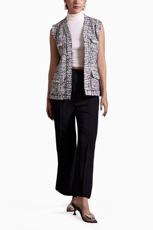 Noir Tweed Sleeveless Jacket