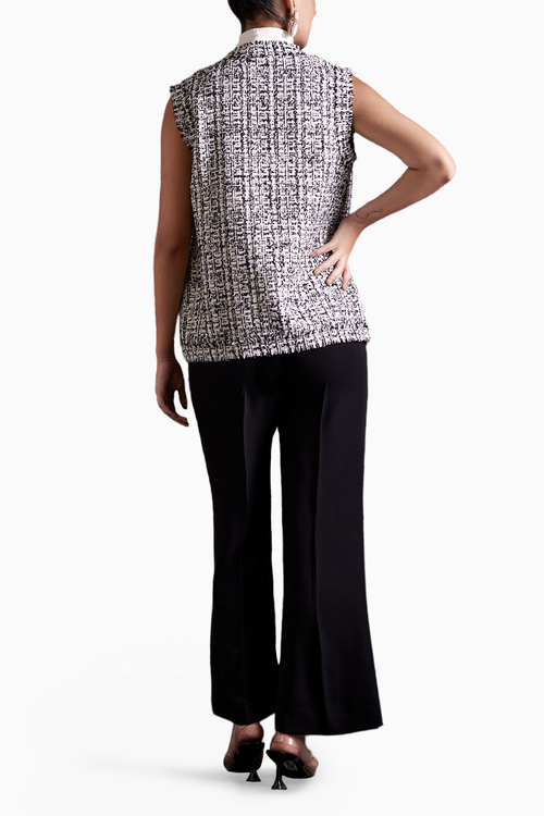 Noir Tweed Sleeveless Jacket