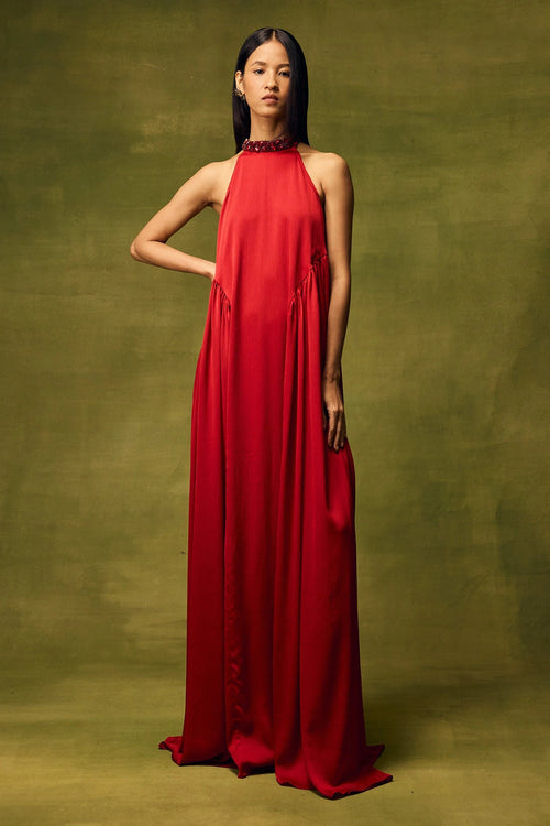 Roselle Glow Halter Dress