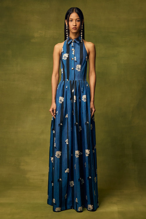 Saphire Bloom Vested Maxi Dress