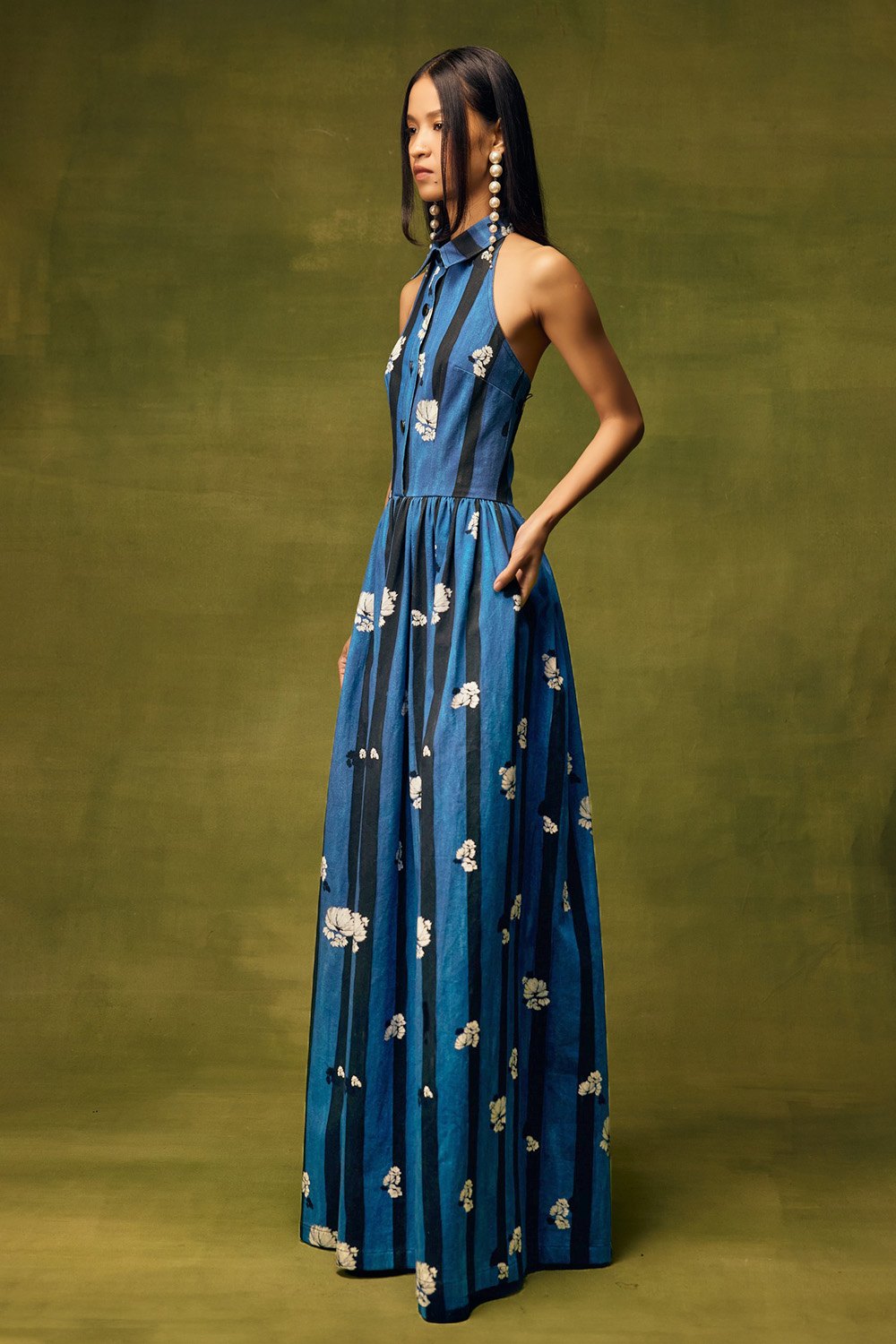 Saphire Bloom Vested Maxi Dress