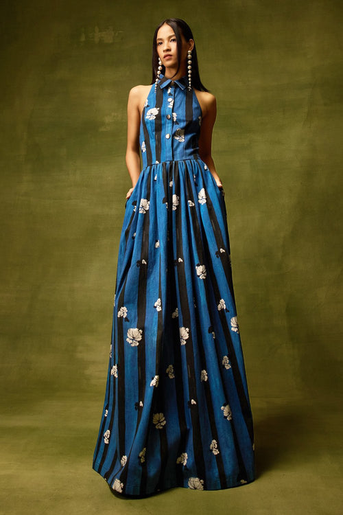 Saphire Bloom Vested Maxi Dress