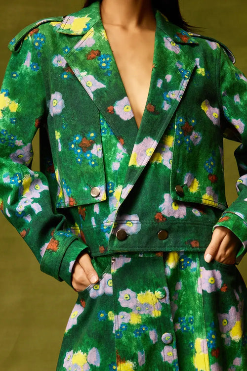 Emerald Bloom Copped Jacket