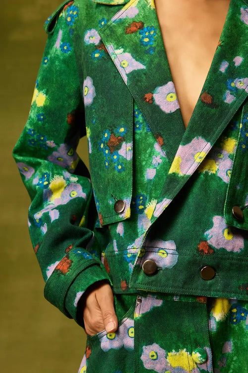Emerald Bloom Copped Jacket