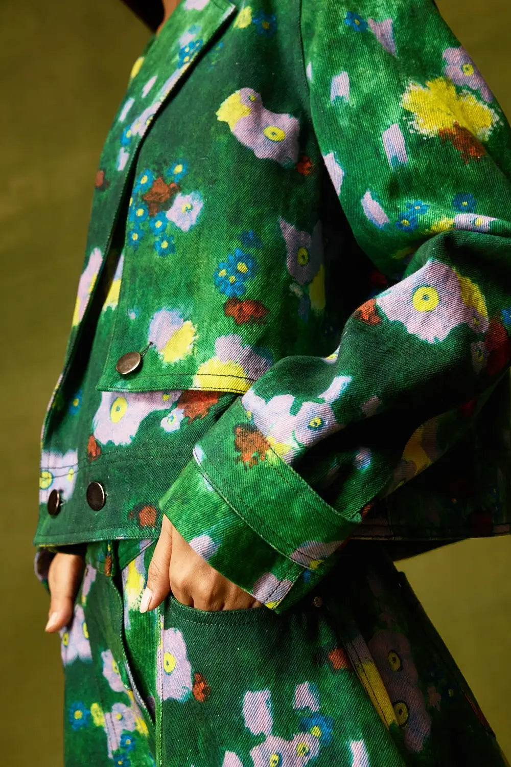 Emerald Bloom Copped Jacket