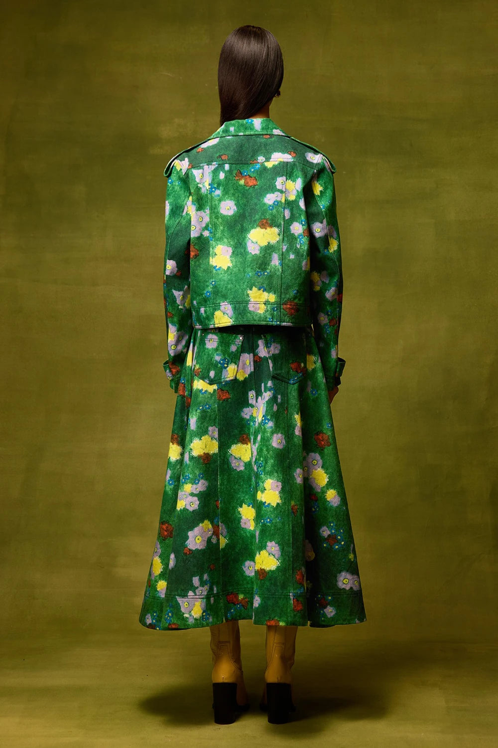 Emerald Bloom Copped Jacket