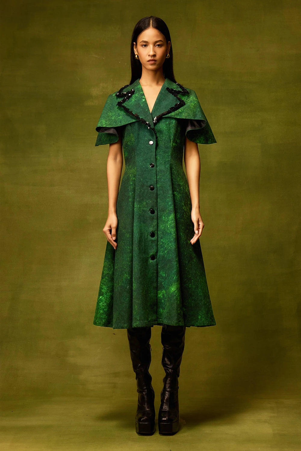 Emerald Muse Cape Dress