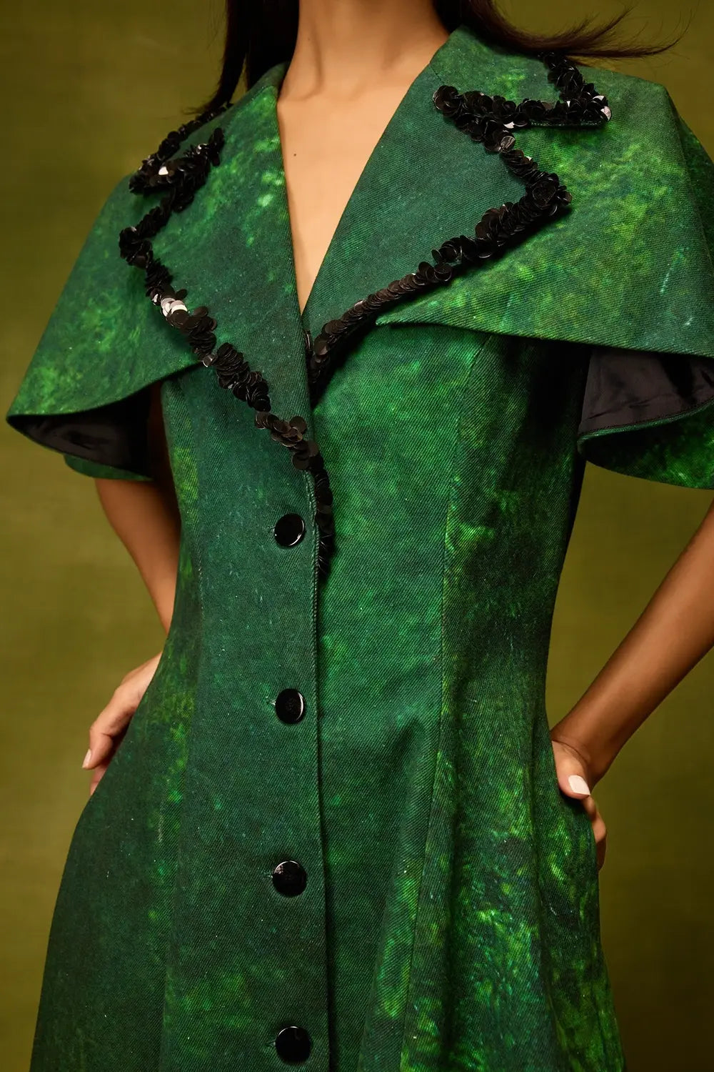 Emerald Muse Cape Dress
