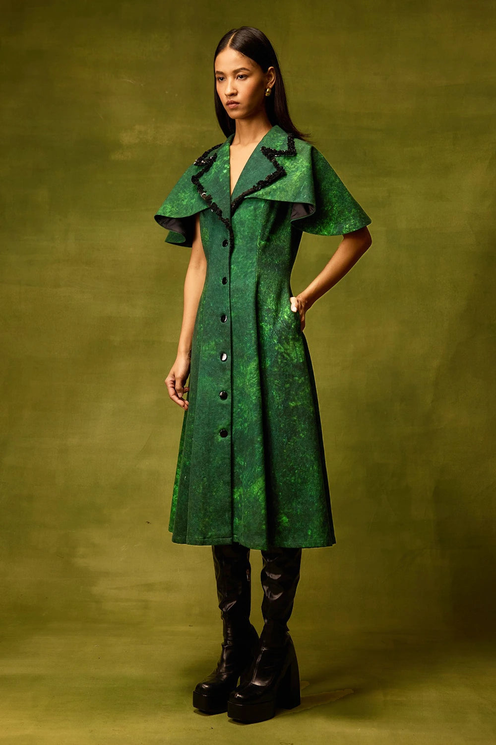 Emerald Muse Cape Dress