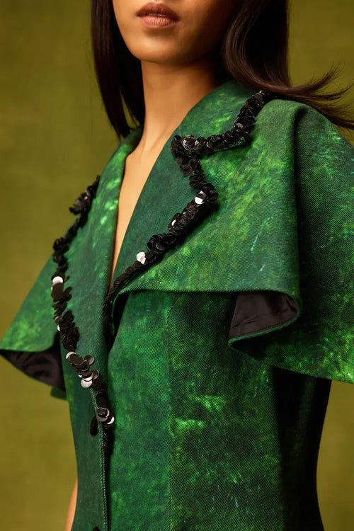 Emerald Muse Cape Dress