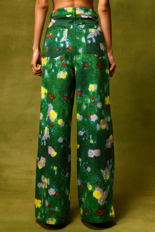 Emerald Bloom Straight Trousers