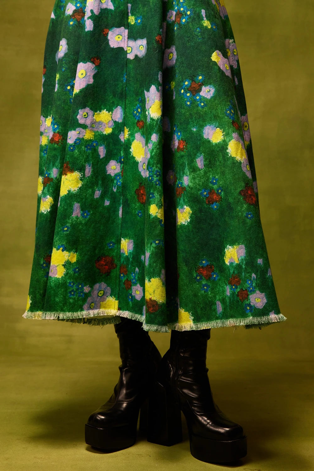 Emerald Bloom Midi Dress