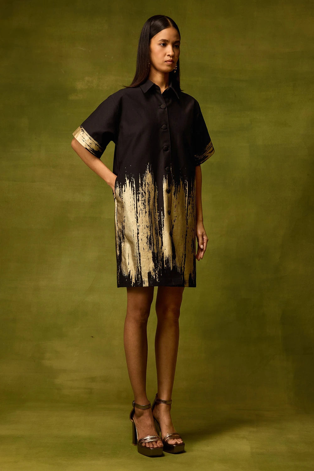 Twilight Gold Shirt Dress