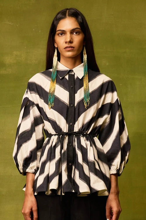 Vienna Stripe Peplum Top