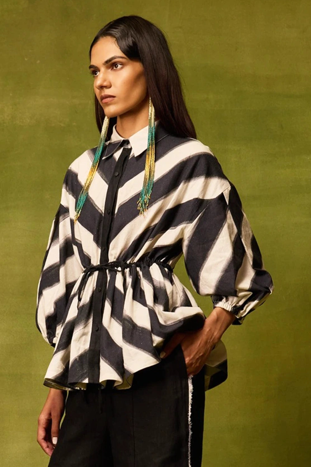 Vienna Stripe Peplum Top