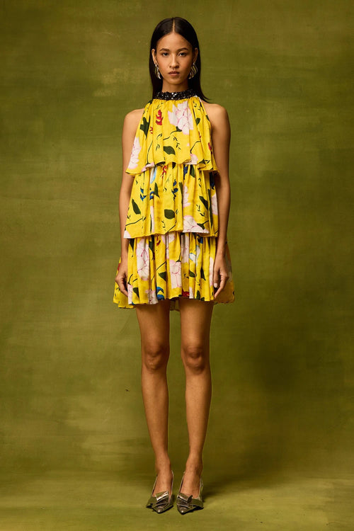 Citrus Bloom Ruffle Dress