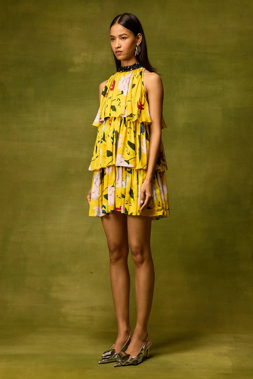 Citrus Bloom Ruffle Dress