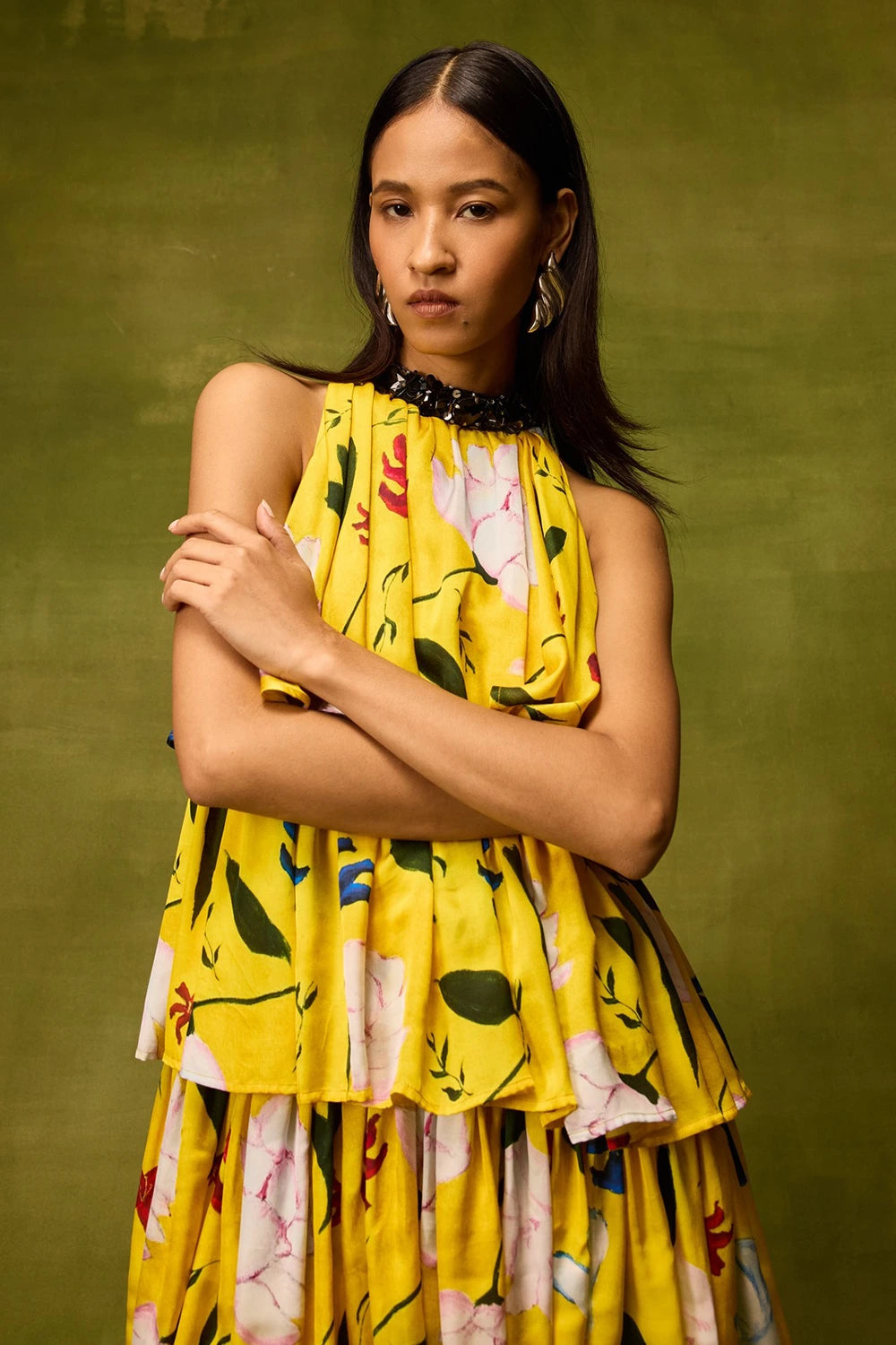 Citrus Bloom Ruffle Dress