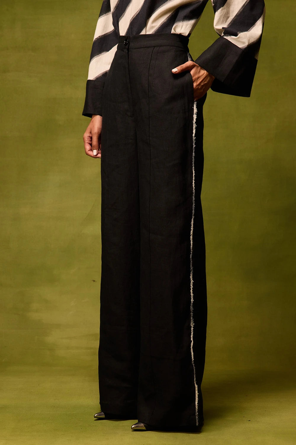 Vienna Black Straight Trousers