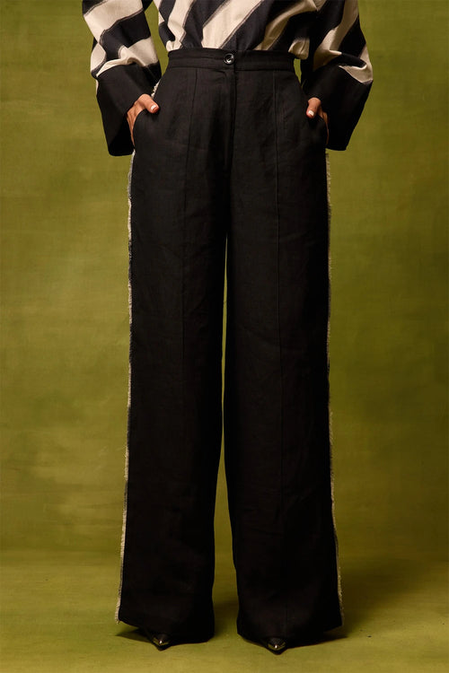 Vienna Black Straight Trousers
