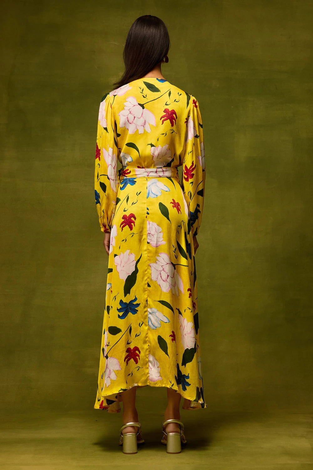 Citrus Bloom Wrap Dress