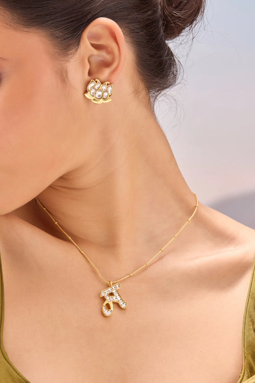 Polki Initial M Necklace