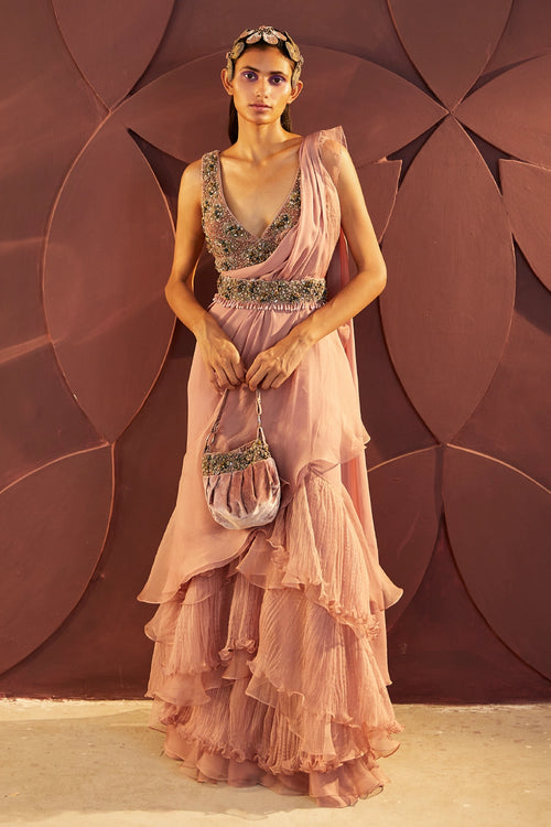 Rosa Ruffled Sari