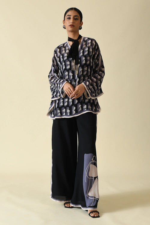 Black Lady Printed Viscose Georgette Cordset