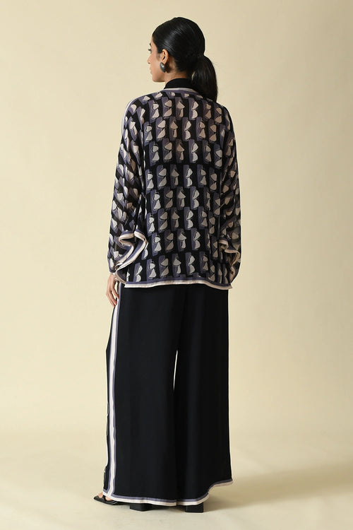 Black Lady Printed Viscose Georgette Cordset