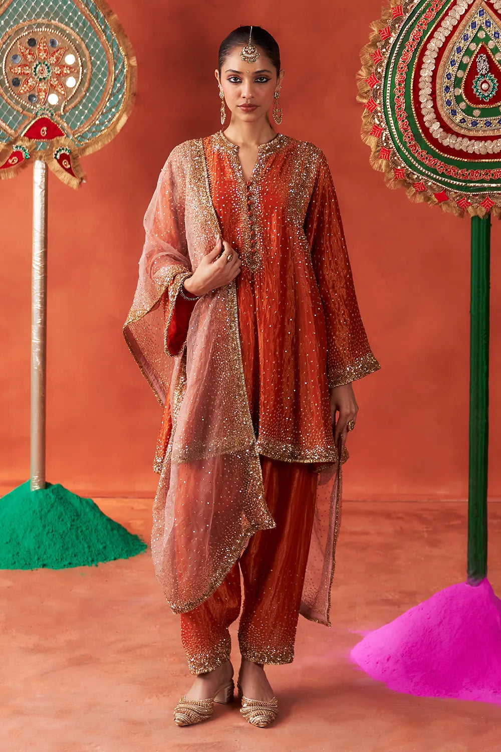 Nagma Orange Kurta Set - The Sverve