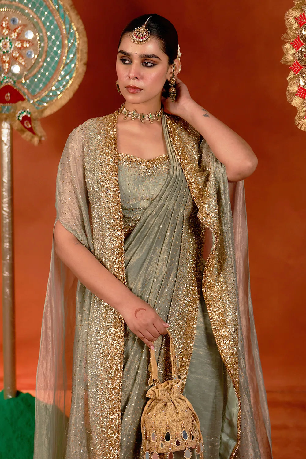 Saanjh Cape Saree Set - The Sverve