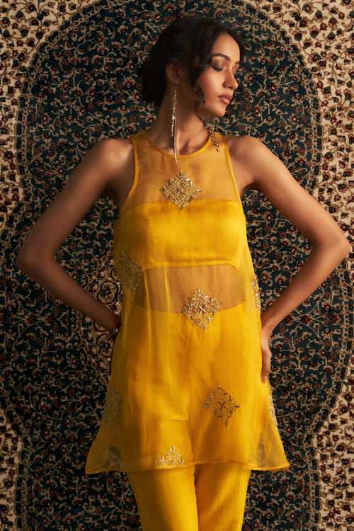 Marigold Embroidered A-line  Co-ord Set
