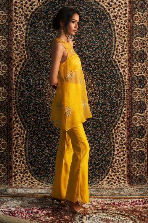 Marigold Embroidered A-line  Co-ord Set