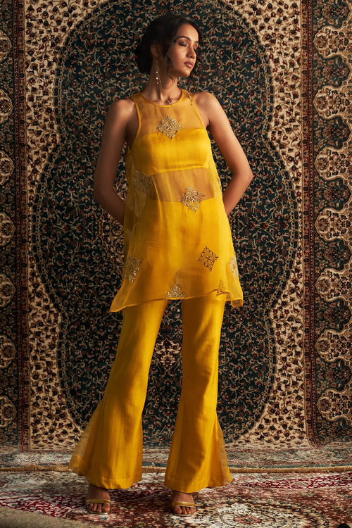 Marigold Embroidered A-line  Co-ord Set